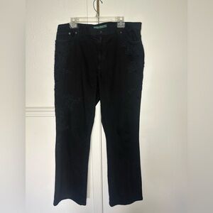 Lauren Jeans Co. Ralph Lauren Black Embroidered Jeans Sz 16 Classic Straight
